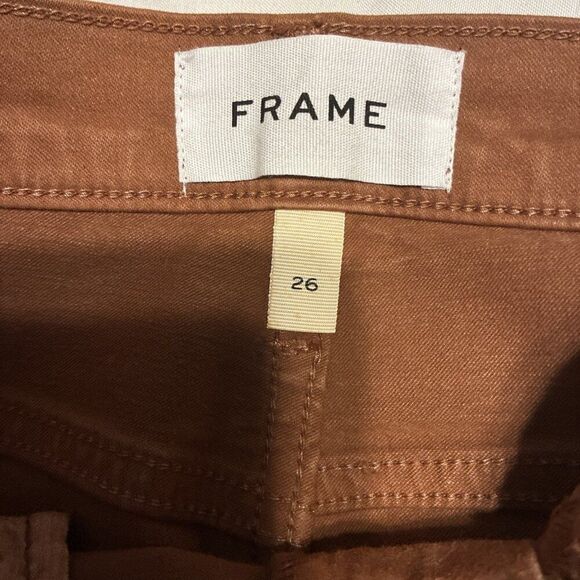 Frame Authentic Solid Brown Coated Ali Hugh Ride Cigarette Jeans Denim 26 - Picture 8 of 11